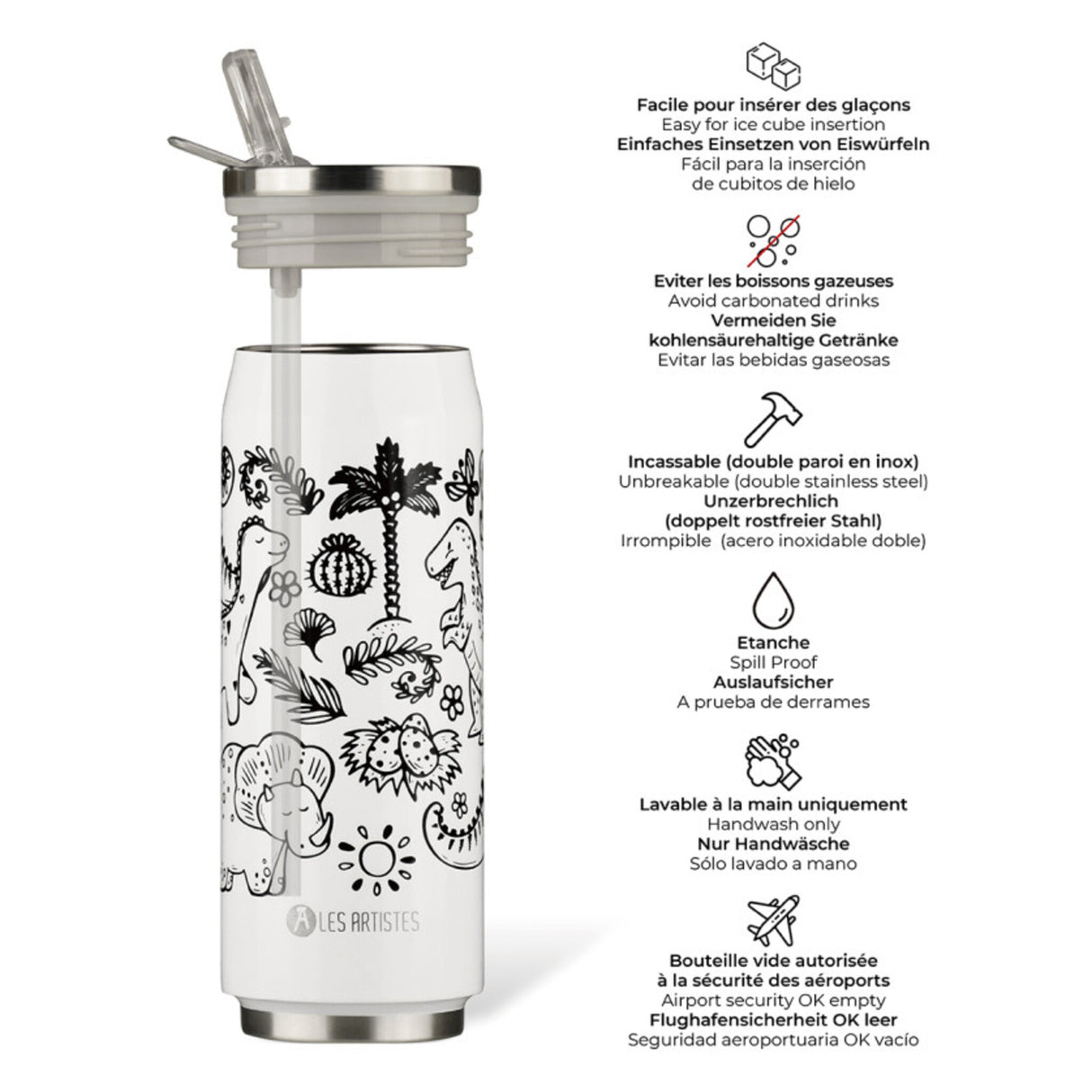 Canette isotherme Les Artistes Creative Dino 500ml
