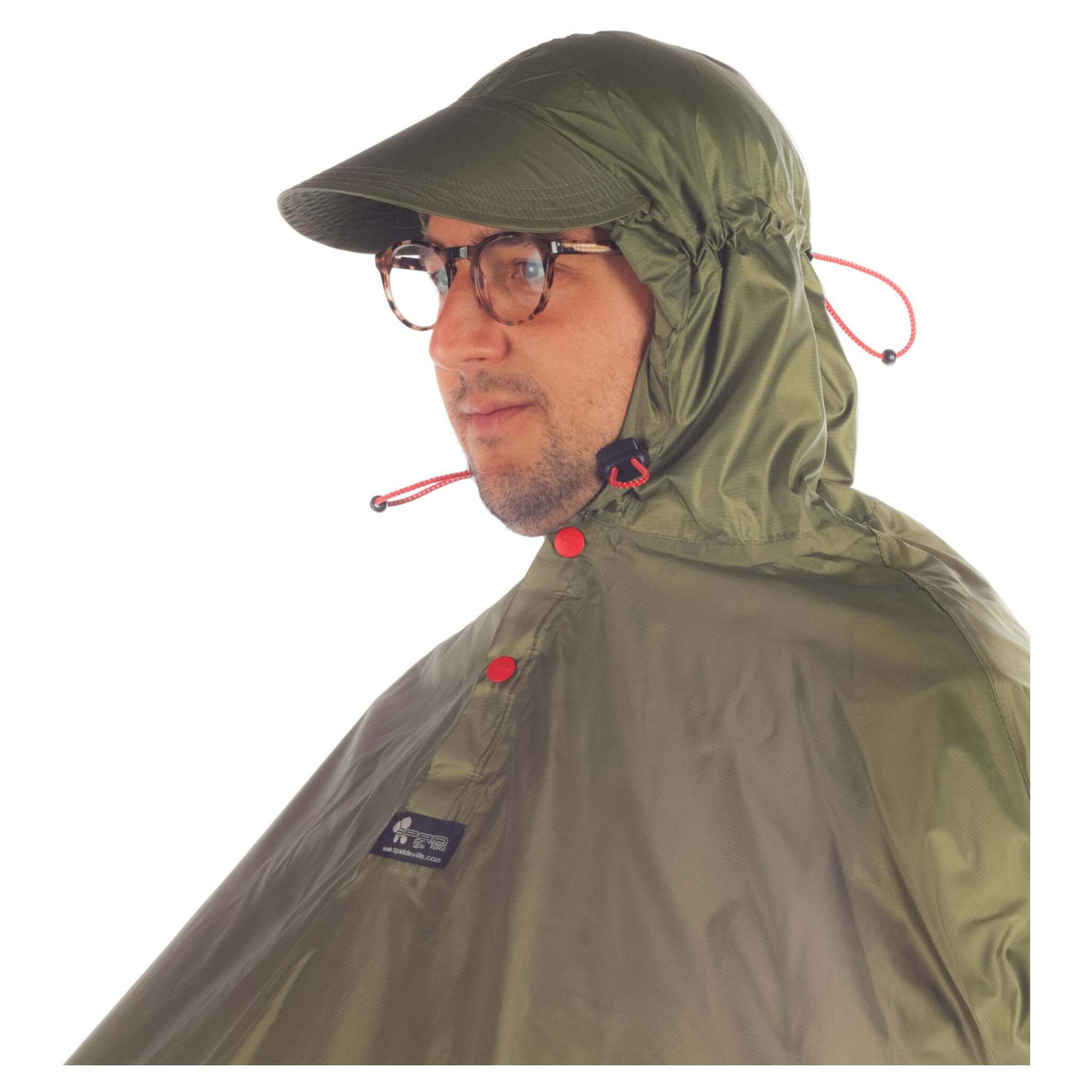 Cape de pluie SPAD DE VILLE Fulap Olive/Motifs Rouge
