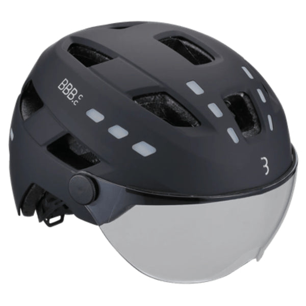BBB District LED Black Cycling Helmet with Visor