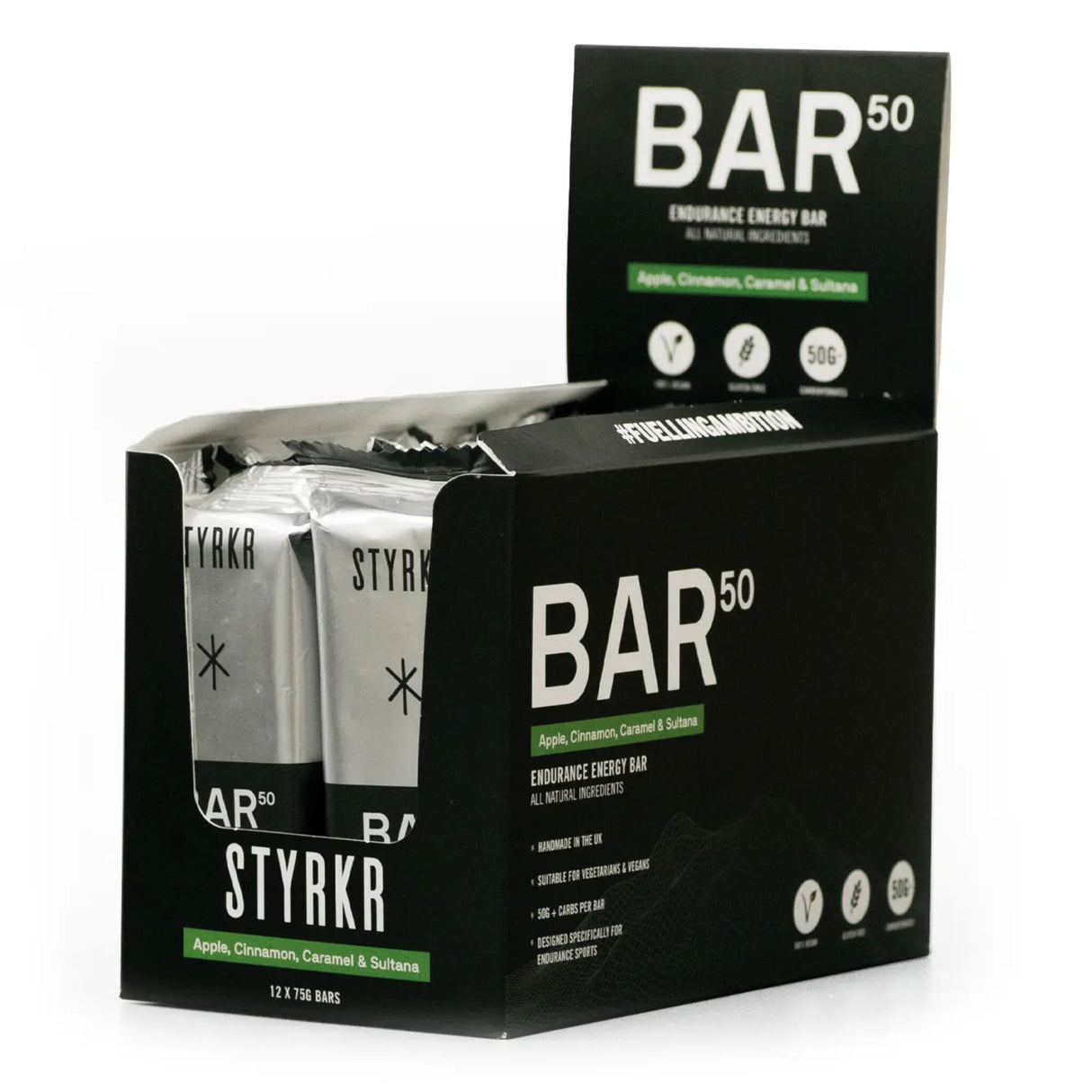 Boîte de 12 barres énergétiques Styrkr BAR50 Pommes, Cannelle, Caramel
